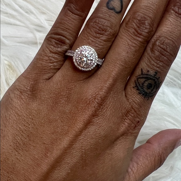 Zales Jewelry - NWT 925 sterling silver Elegant Halo Ring with 1 ct moissanite diamond with CZ 6